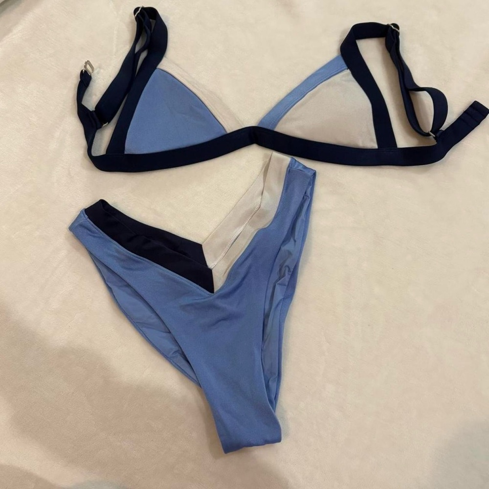 One One swimwear Blue White and Black Bikini Set